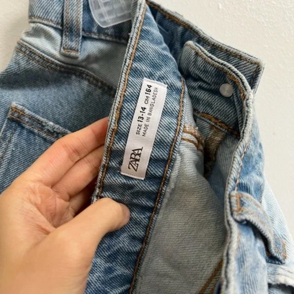 Zara Girls Contrast Split Jean Shorts 13-14 - Picture 3 of 6